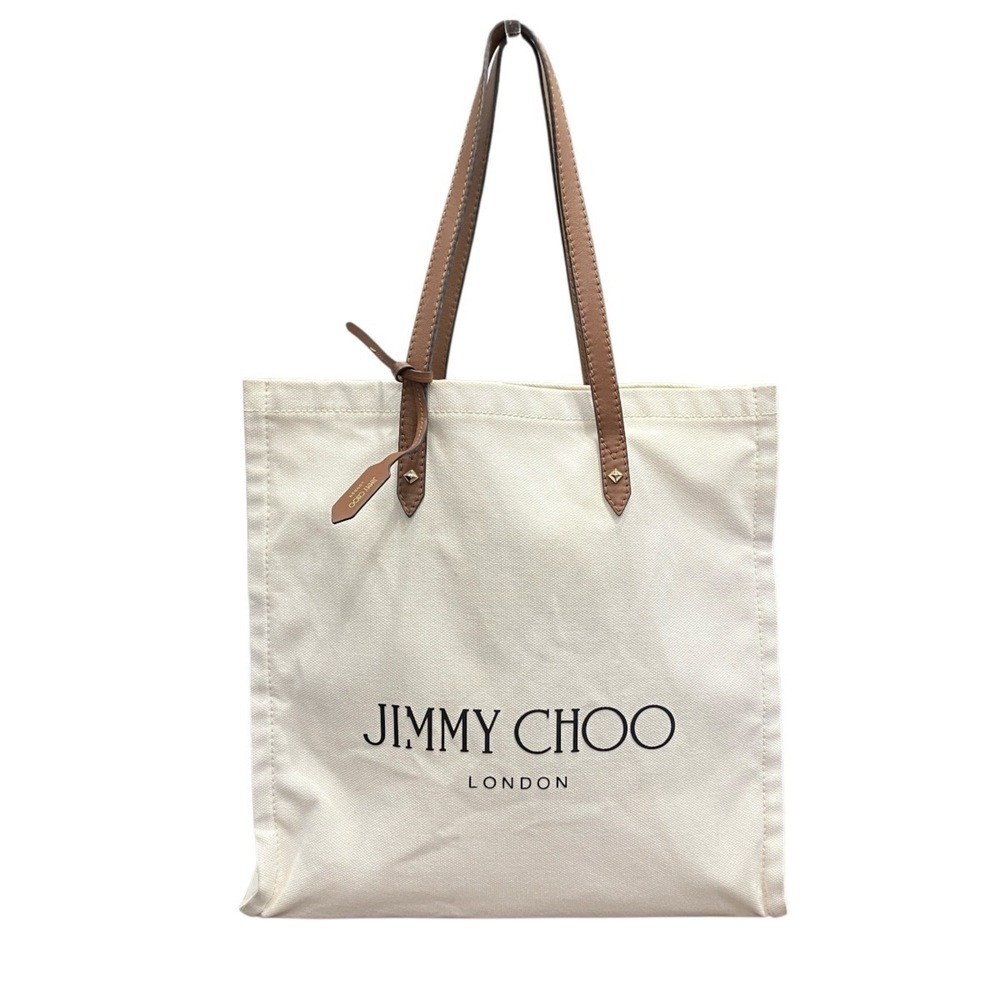 Jimmy Choo logo tote bag, canvas and leather.